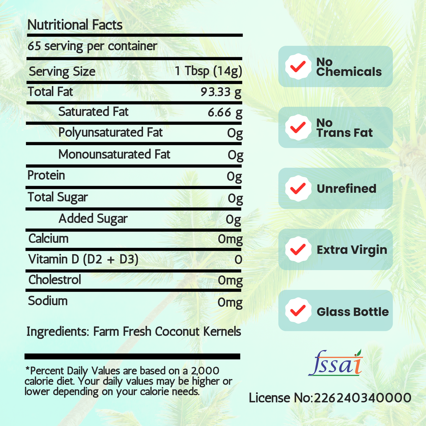 Extra Virgin Coconut Oil from Kerala | Glass Bottle