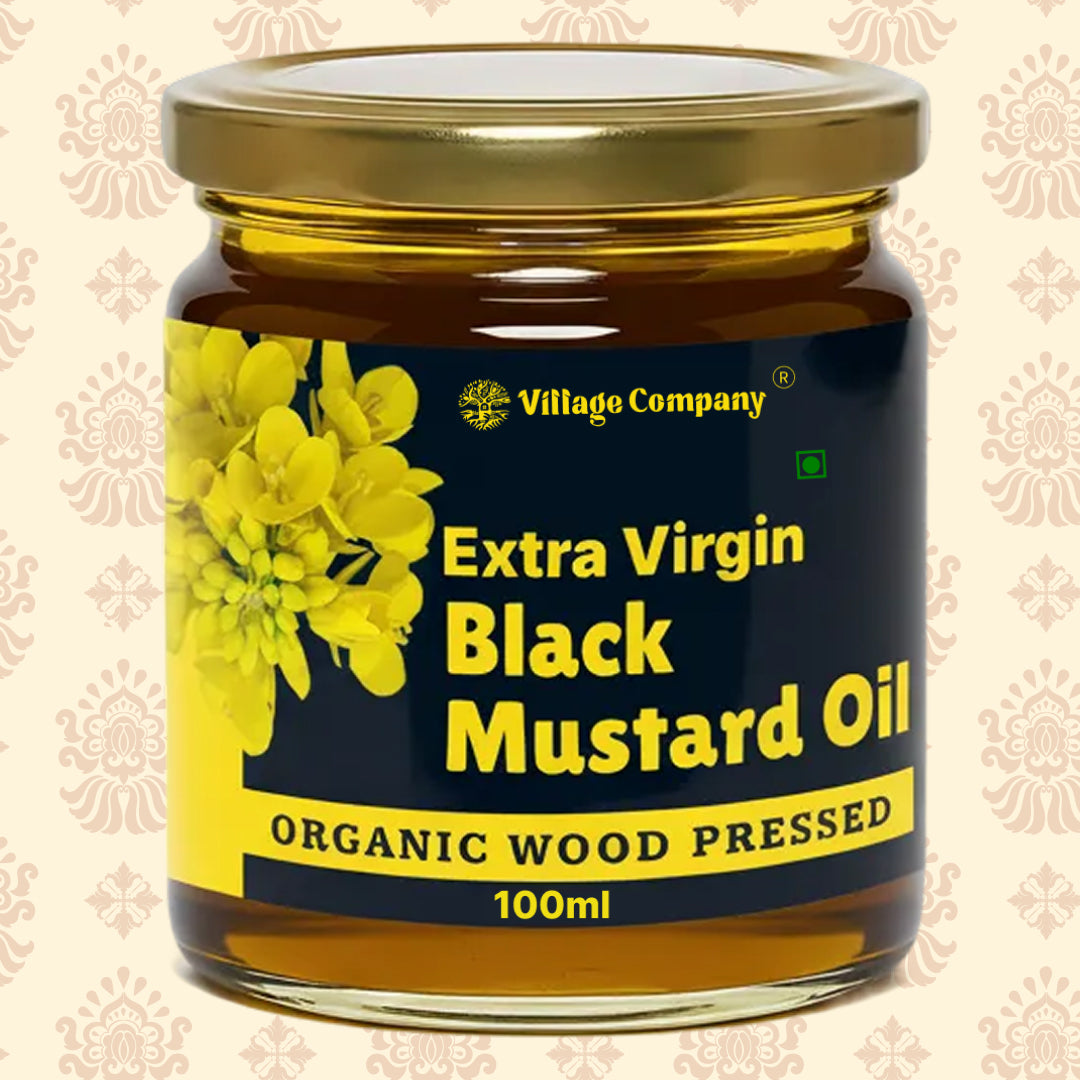 Unrefined Wood-Pressed Black Mustard Oil | Cold-Pressed | Glass Bottle | Highest Pungency | Nothing Added or Extracted |