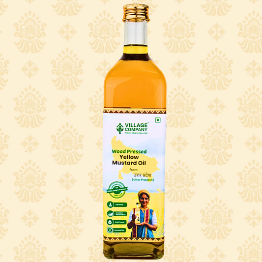 Unrefined Wood-Pressed Yellow Mustard Oil | Cold-Pressed | Glass Bottle | High Pungency | Nothing Added or Extracted |