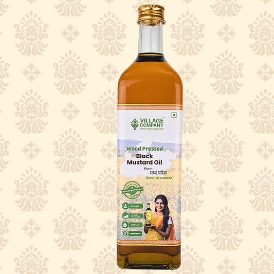 Unrefined Wood-Pressed Black Mustard Oil | Cold-Pressed | Glass Bottle | Highest Pungency | Nothing Added or Extracted |