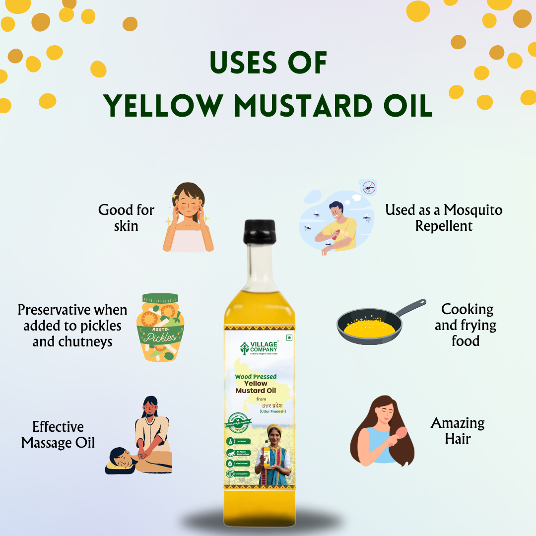 Unrefined Wood-Pressed Yellow Mustard Oil | Cold-Pressed | Glass Bottle | High Pungency | Nothing Added or Extracted |
