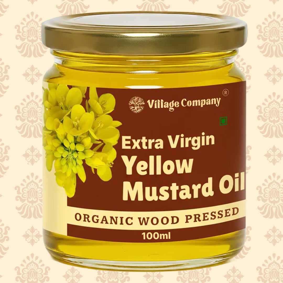 Unrefined Wood-Pressed Yellow Mustard Oil | Cold-Pressed | Glass Bottle | High Pungency | Nothing Added or Extracted |