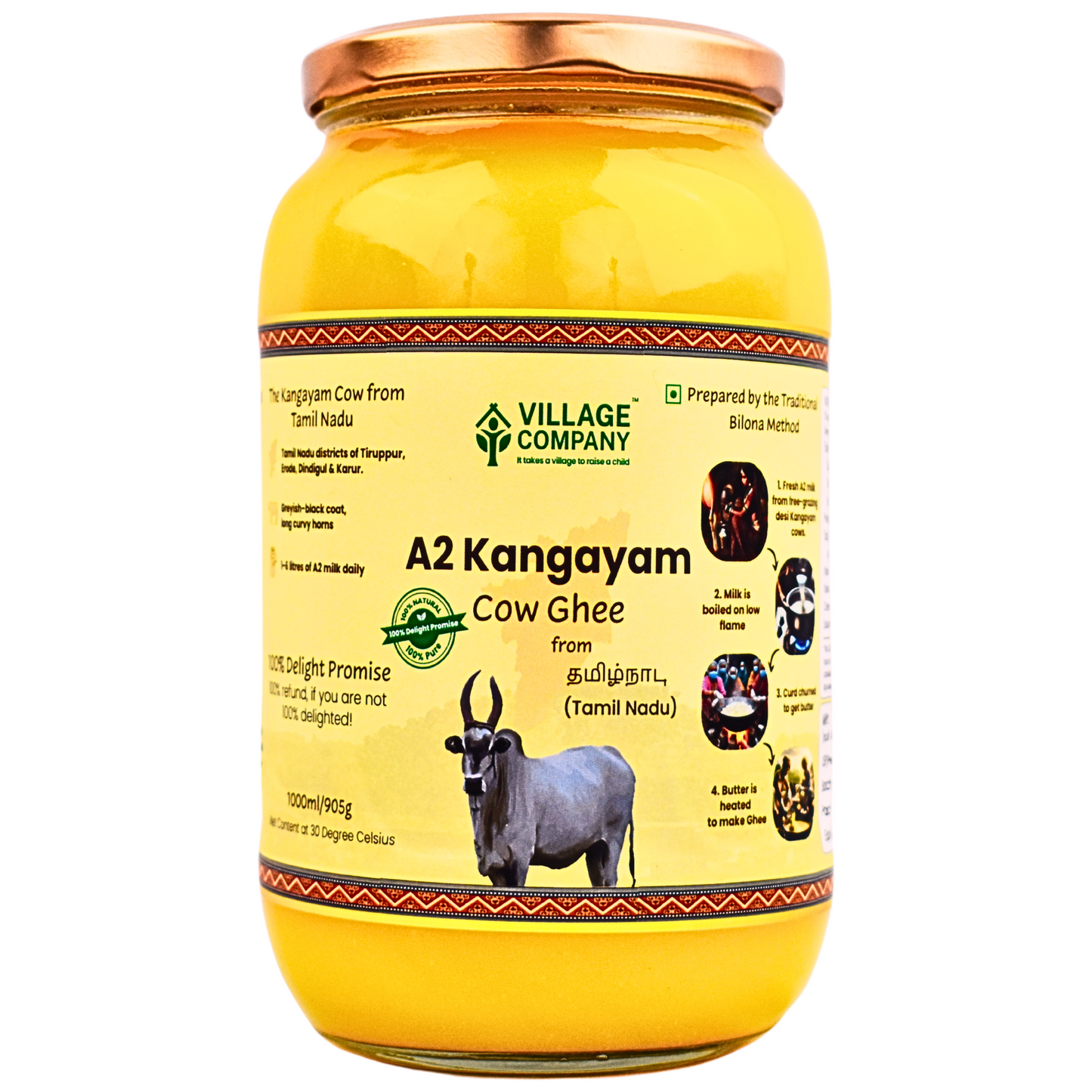 A2 Kangayam Cow Bilona Ghee from Villages of Tamil Nadu