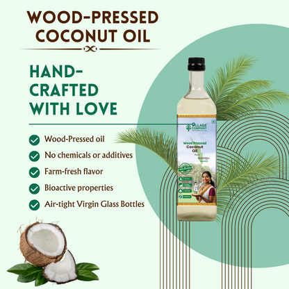 Unrefined Wood-Pressed Coconut Oil | Cold-Pressed | Glass Bottle | Highest Pungency | Nothing Added or Extracted |