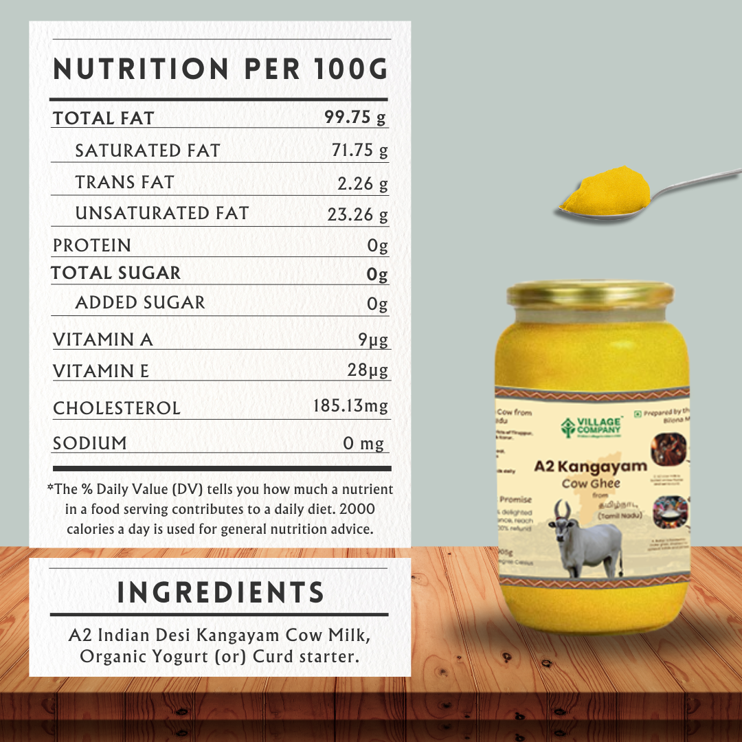 A2 Kangayam Cow Bilona Ghee from Villages of Tamil Nadu