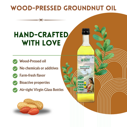 Unrefined Wood-Pressed Groundnut Oil | Cold-Pressed | Glass Bottle | Highest Pungency | Nothing Added or Extracted |