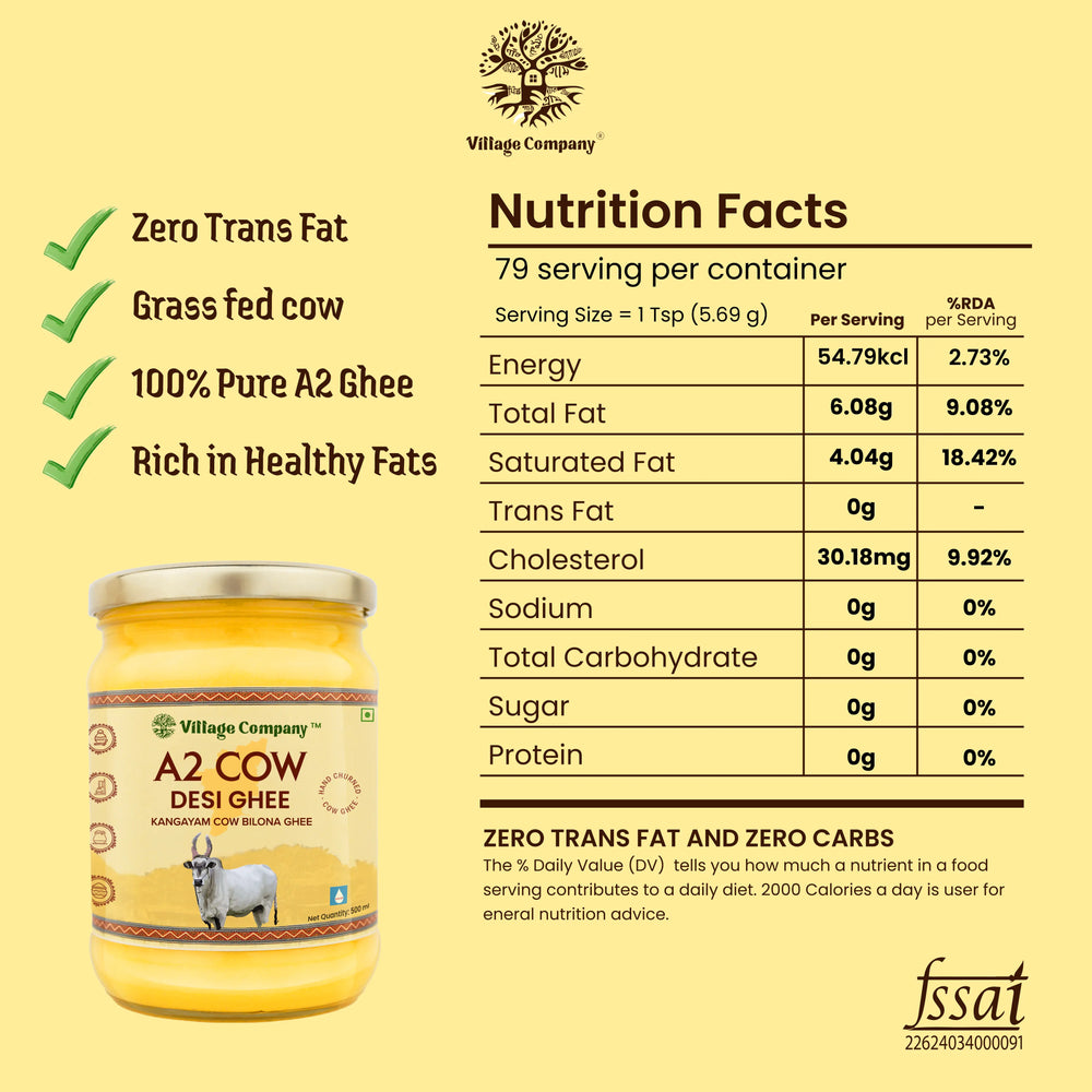 A2 Bilona Kangayam Cow Bilona Ghee from Villages of Tamil Nadu