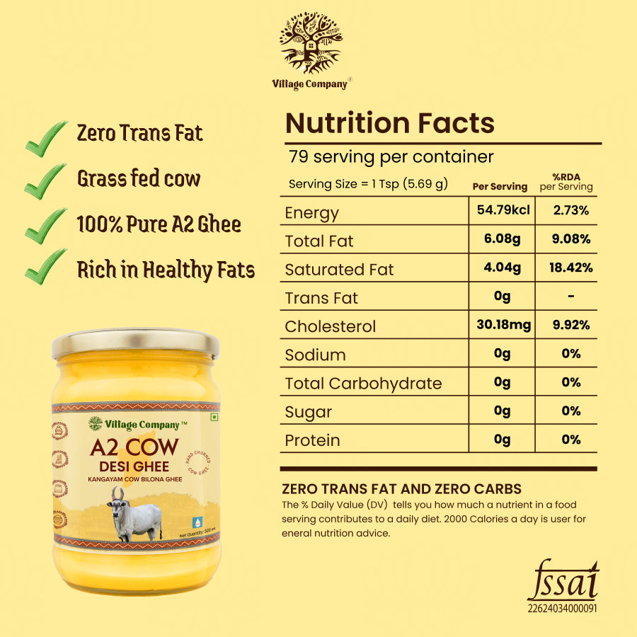 A2 Bilona Kangayam Cow Bilona Ghee from Villages of Tamil Nadu