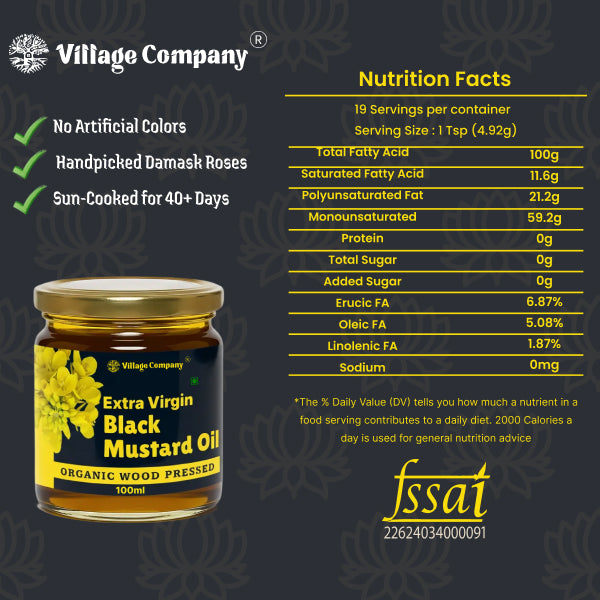 Unrefined Wood-Pressed Black Mustard Oil | Cold-Pressed | Glass Bottle | Highest Pungency | Nothing Added or Extracted |