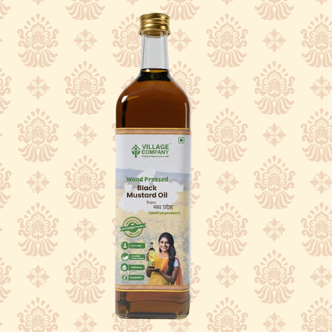 Unrefined Wood-Pressed Black Mustard Oil | Cold-Pressed | Glass Bottle | Highest Pungency | Nothing Added or Extracted |