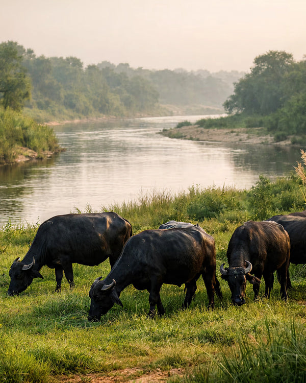 Free-Grazing Jaffarabadi Buffaloes