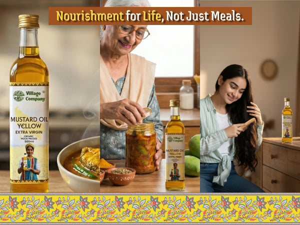 Unrefined Wood-Pressed Yellow Mustard Oil | Cold-Pressed | Glass Bottle | High Pungency | Nothing Added or Extracted |