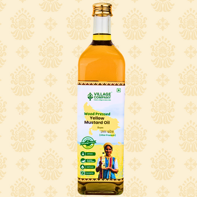 Unrefined Wood-Pressed Yellow Mustard Oil | Cold-Pressed | Glass Bottle | High Pungency | Nothing Added or Extracted |