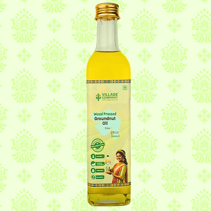 Unrefined Wood-Pressed Groundnut Oil | Cold-Pressed | Glass Bottle