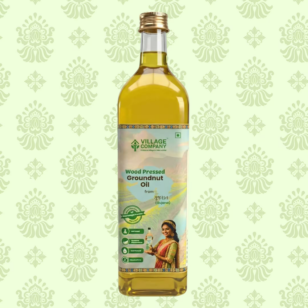 Unrefined Wood-Pressed Groundnut Oil | Cold-Pressed | Glass Bottle