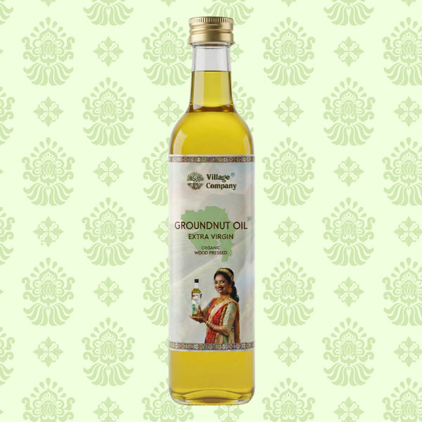 Unrefined Wood-Pressed Groundnut Oil | Cold-Pressed | Glass Bottle