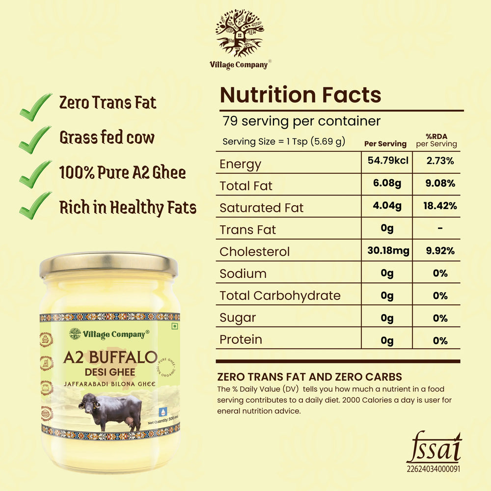 A2 Bilona Jaffarabadi Buffalo Ghee from Villages of Gujarat
