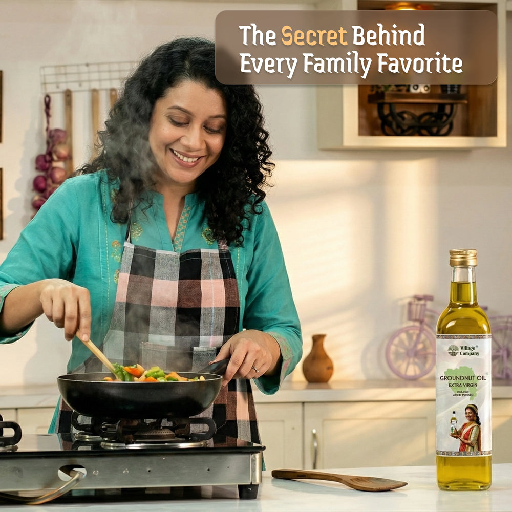 Unrefined Wood-Pressed Groundnut Oil | Cold-Pressed | Glass Bottle