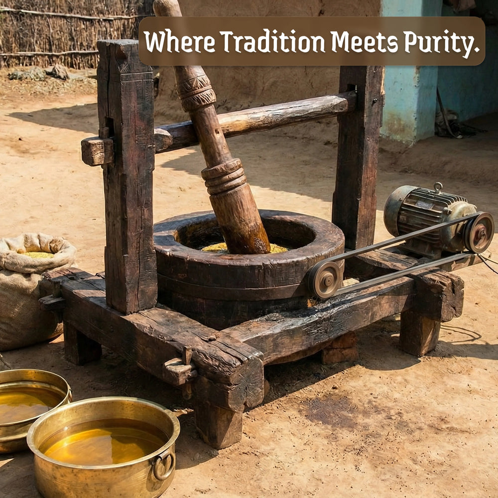 Unrefined Wood-Pressed Groundnut Oil | Cold-Pressed | Glass Bottle