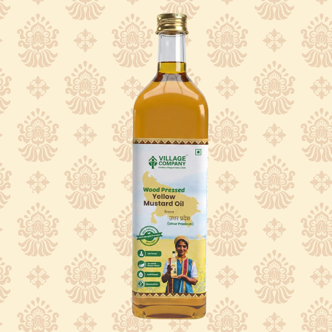 Unrefined Wood-Pressed Yellow Mustard Oil | Cold-Pressed | Glass Bottle | High Pungency | Nothing Added or Extracted |