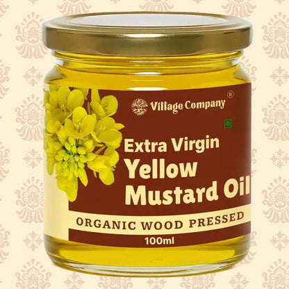 Unrefined Wood-Pressed Yellow Mustard Oil | Cold-Pressed | Glass Bottle | High Pungency | Nothing Added or Extracted |