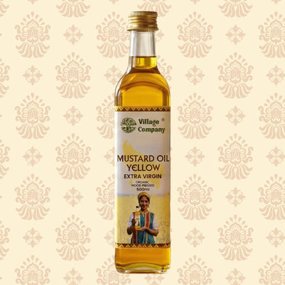 Unrefined Wood-Pressed Yellow Mustard Oil | Cold-Pressed | Glass Bottle | High Pungency | Nothing Added or Extracted |