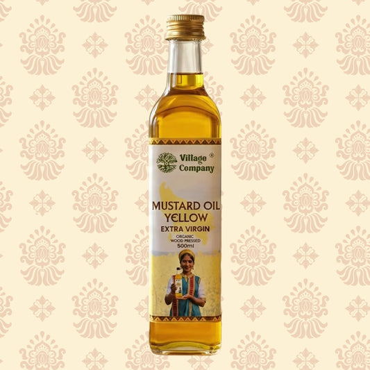 Unrefined Wood-Pressed Yellow Mustard Oil | Cold-Pressed | Glass Bottle | High Pungency | Nothing Added or Extracted |