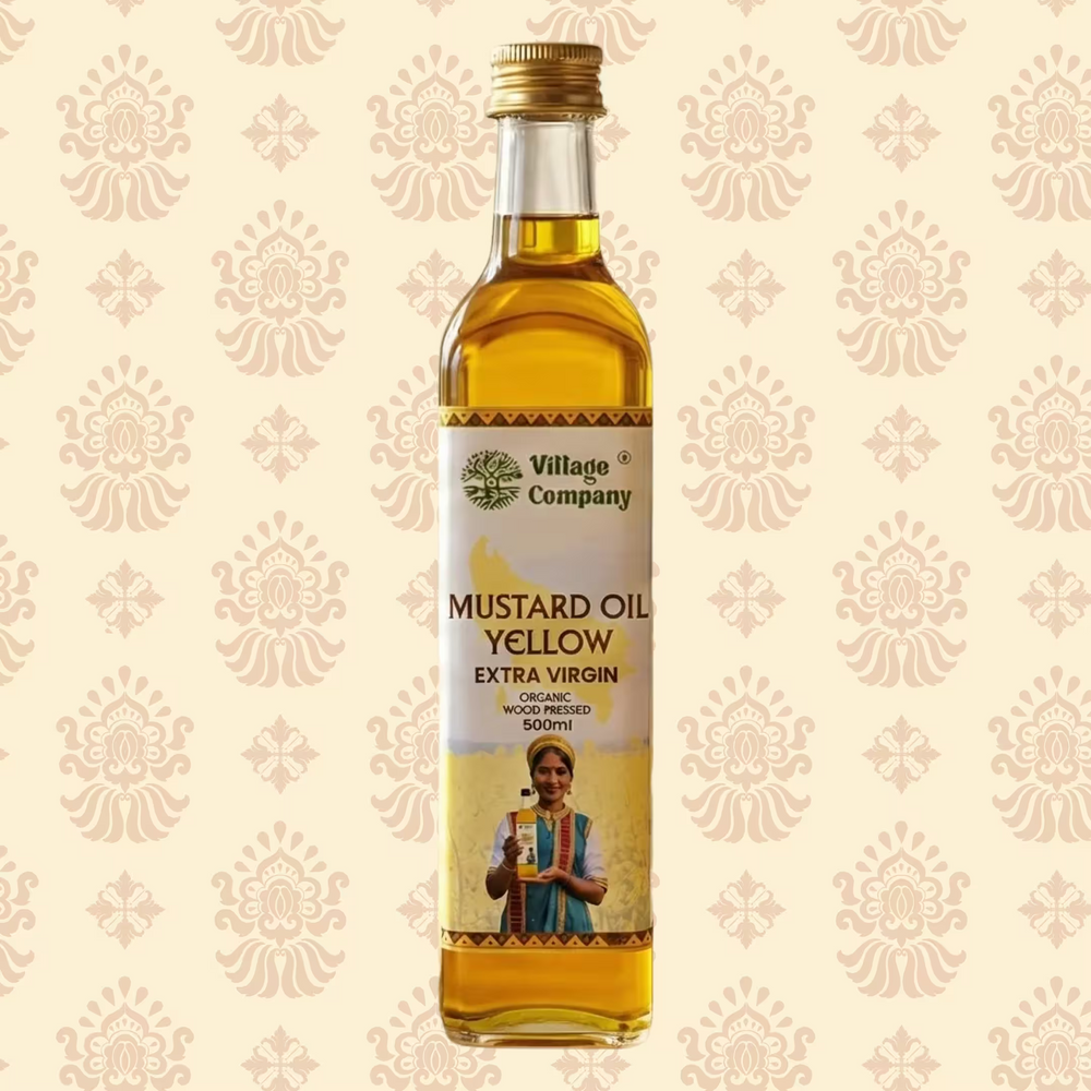 Unrefined Wood-Pressed Yellow Mustard Oil | Cold-Pressed | Glass Bottle | High Pungency | Nothing Added or Extracted |