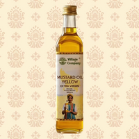 Unrefined Wood-Pressed Yellow Mustard Oil | Cold-Pressed | Glass Bottle | High Pungency | Nothing Added or Extracted |