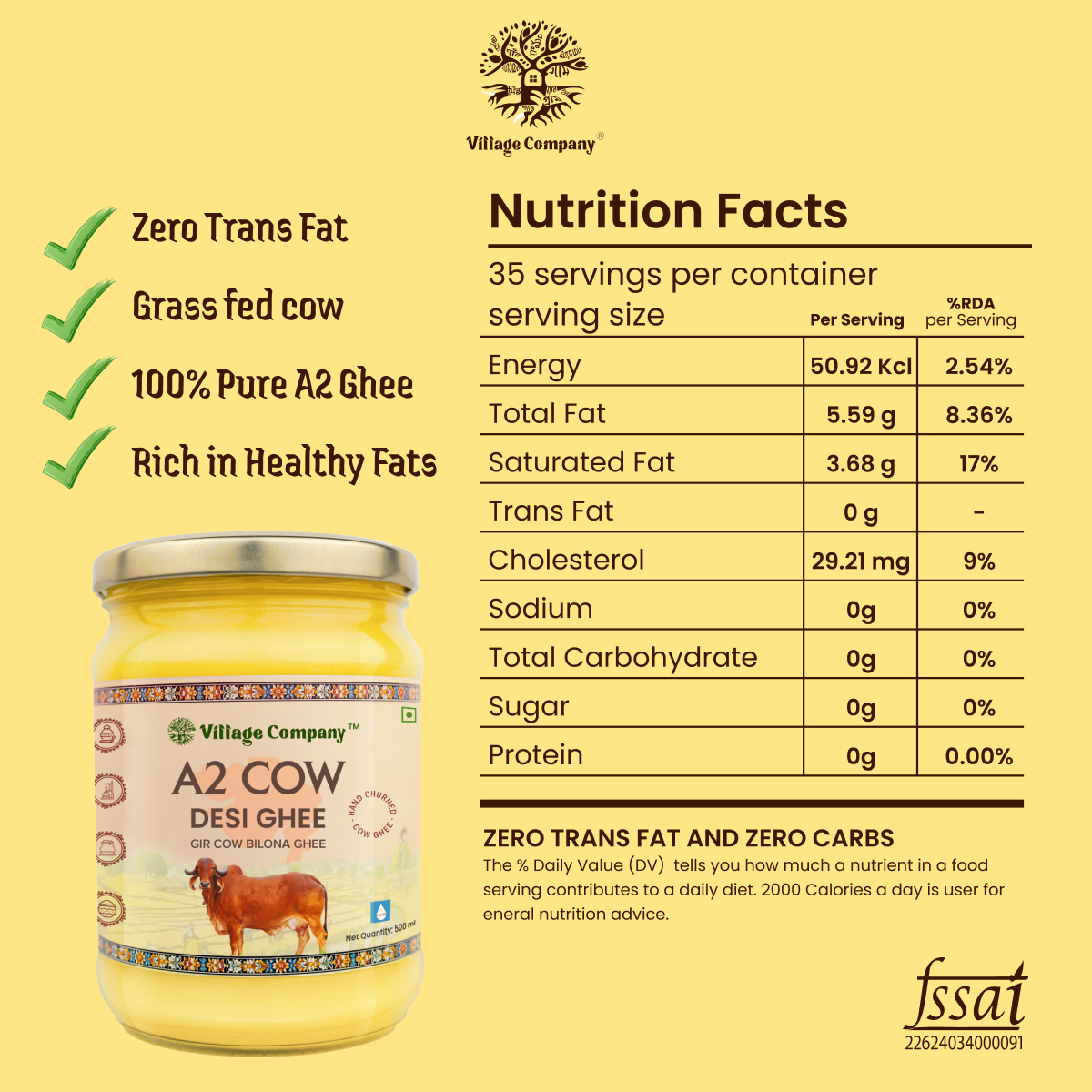 A2 Gir Cow Bilona Ghee from Villages of Gujarat