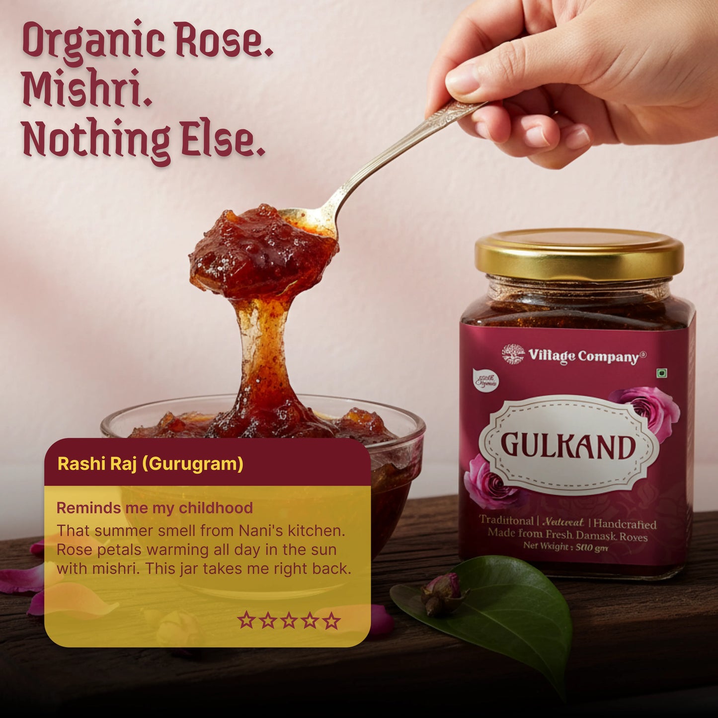 Village Company Desmark Rose Gulkand | Natural Rose Petal Preserve