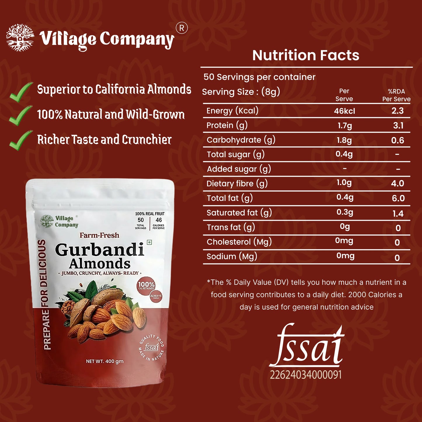Village Company-Farm Fresh Gurbandi Almonds