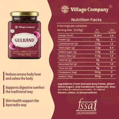 Village Company Desmark Rose Gulkand | Natural Rose Petal Preserve