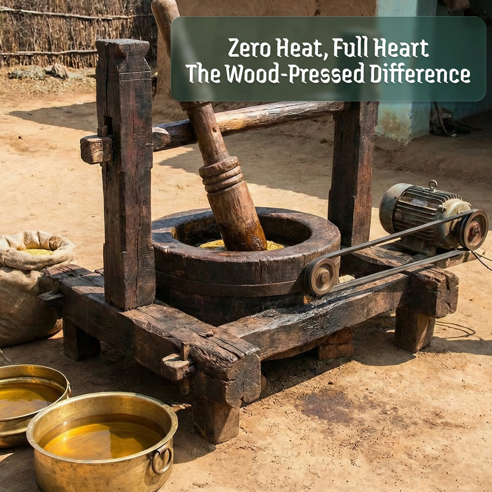 Unrefined Wood-Pressed Black Mustard Oil | Cold-Pressed | Glass Bottle | Highest Pungency | Nothing Added or Extracted |